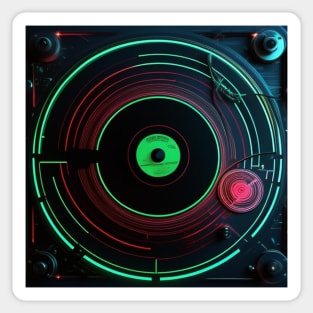 Glow DJ Neon Green and Pink Turntable Sticker